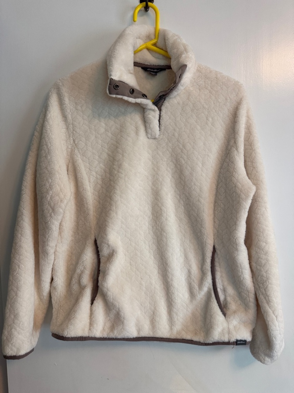 Women's Cream Sherpa Pullover Sweater